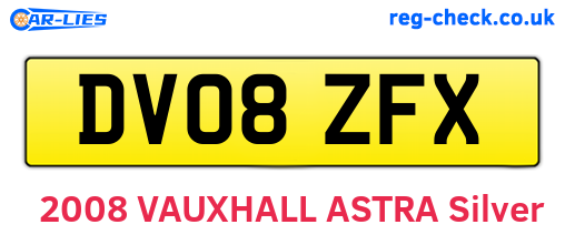DV08ZFX are the vehicle registration plates.