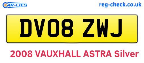 DV08ZWJ are the vehicle registration plates.
