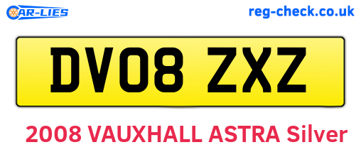 DV08ZXZ are the vehicle registration plates.