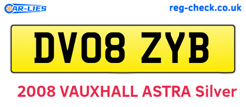 DV08ZYB are the vehicle registration plates.