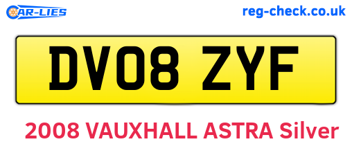 DV08ZYF are the vehicle registration plates.
