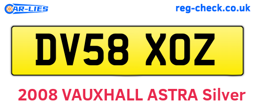 DV58XOZ are the vehicle registration plates.