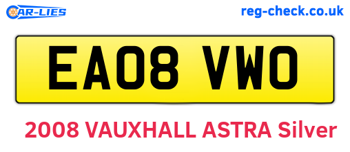 EA08VWO are the vehicle registration plates.