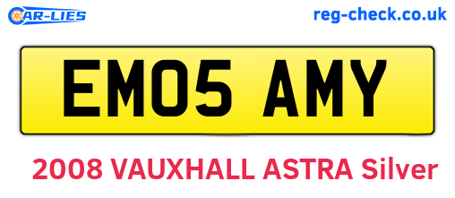 EM05AMY are the vehicle registration plates.