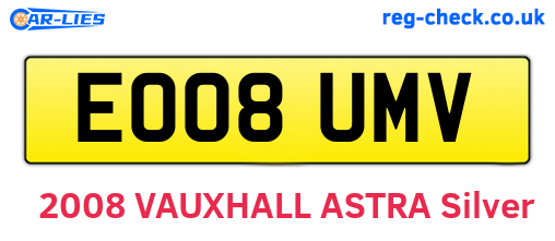 EO08UMV are the vehicle registration plates.