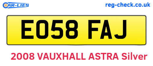 EO58FAJ are the vehicle registration plates.