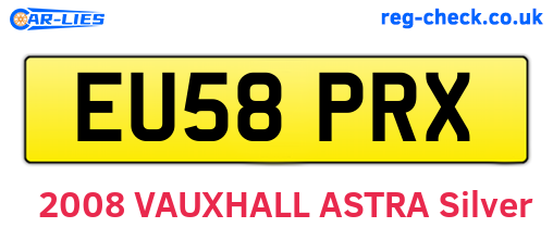 EU58PRX are the vehicle registration plates.