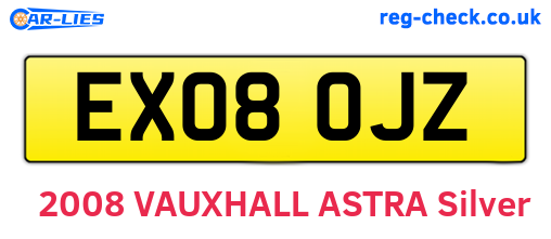 EX08OJZ are the vehicle registration plates.