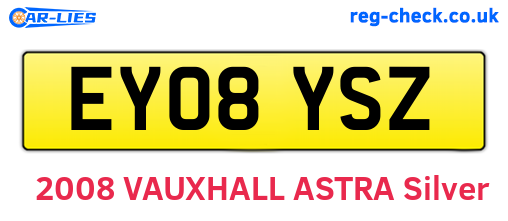 EY08YSZ are the vehicle registration plates.