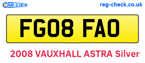 FG08FAO are the vehicle registration plates.