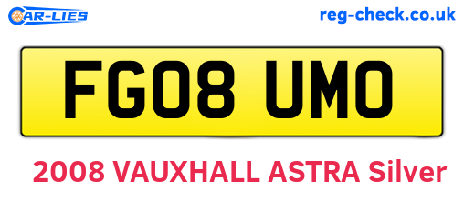FG08UMO are the vehicle registration plates.