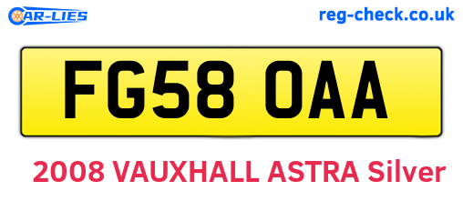 FG58OAA are the vehicle registration plates.