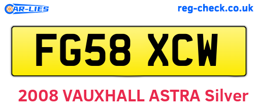 FG58XCW are the vehicle registration plates.