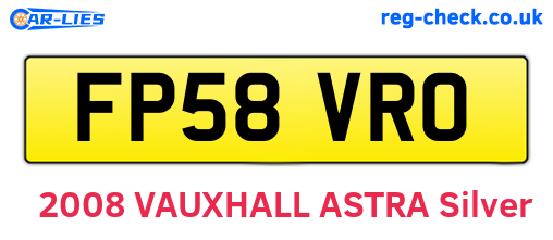 FP58VRO are the vehicle registration plates.