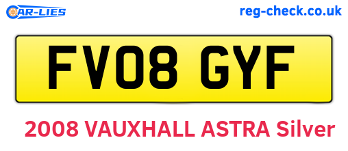 FV08GYF are the vehicle registration plates.
