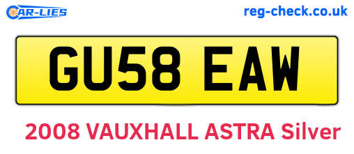 GU58EAW are the vehicle registration plates.
