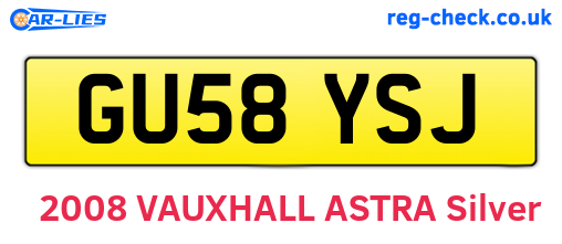 GU58YSJ are the vehicle registration plates.
