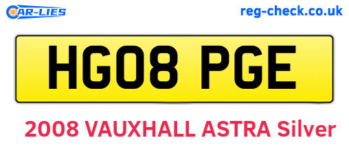 HG08PGE are the vehicle registration plates.