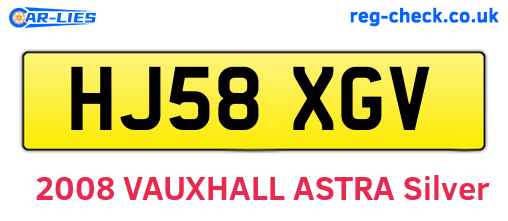 HJ58XGV are the vehicle registration plates.