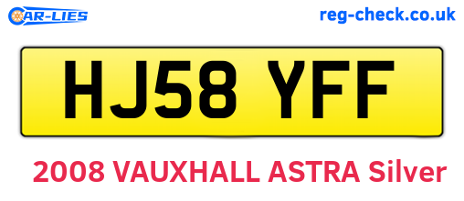 HJ58YFF are the vehicle registration plates.