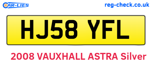 HJ58YFL are the vehicle registration plates.
