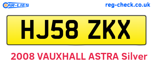 HJ58ZKX are the vehicle registration plates.