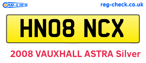 HN08NCX are the vehicle registration plates.