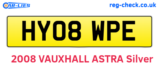 HY08WPE are the vehicle registration plates.