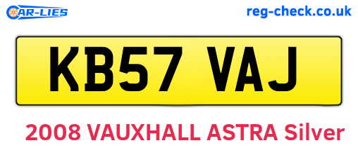 KB57VAJ are the vehicle registration plates.