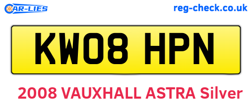 KW08HPN are the vehicle registration plates.