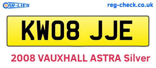 KW08JJE are the vehicle registration plates.
