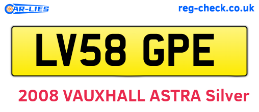 LV58GPE are the vehicle registration plates.