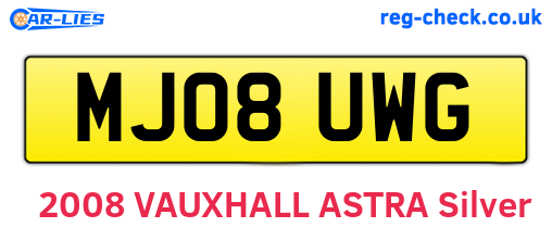 MJ08UWG are the vehicle registration plates.