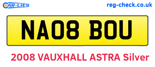 NA08BOU are the vehicle registration plates.