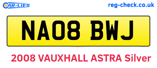 NA08BWJ are the vehicle registration plates.