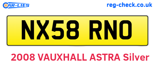 NX58RNO are the vehicle registration plates.