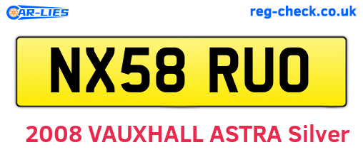 NX58RUO are the vehicle registration plates.
