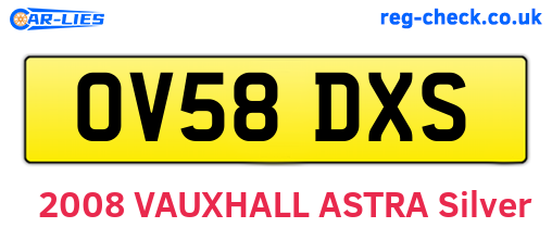 OV58DXS are the vehicle registration plates.