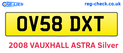 OV58DXT are the vehicle registration plates.