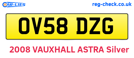 OV58DZG are the vehicle registration plates.