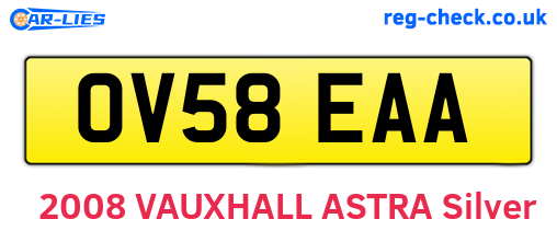 OV58EAA are the vehicle registration plates.