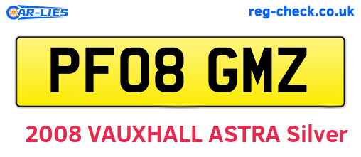 PF08GMZ are the vehicle registration plates.