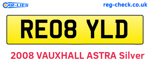 RE08YLD are the vehicle registration plates.