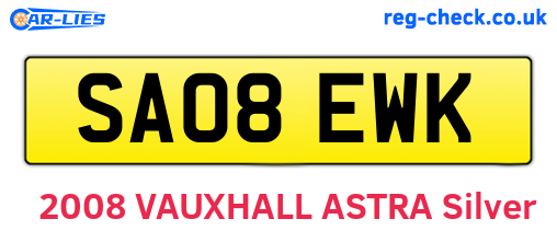 SA08EWK are the vehicle registration plates.