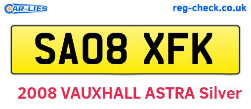 SA08XFK are the vehicle registration plates.