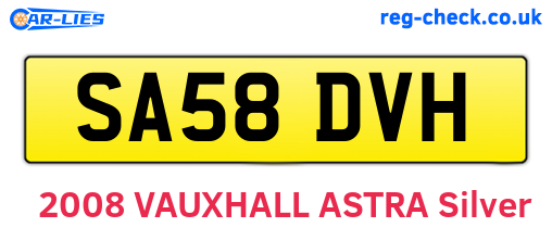 SA58DVH are the vehicle registration plates.
