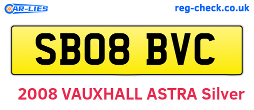 SB08BVC are the vehicle registration plates.