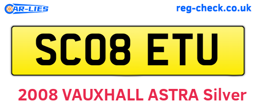 SC08ETU are the vehicle registration plates.