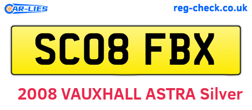SC08FBX are the vehicle registration plates.