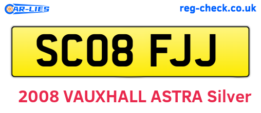 SC08FJJ are the vehicle registration plates.